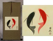 Abstract Yin Yang Fish Painting Scroll