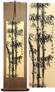 Chinese Freestyle Bamboo Wall Scroll