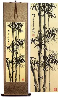 Tall Chinese Ink Bamboo Wall Scroll