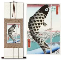Fish Windsock<br>Asian Woodblock Print Repro<br>Wall Scroll