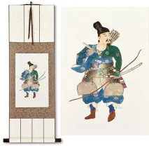 The Noble Archer Warrior<br>Japanese Woodblock Print Repro<br>Hanging Scroll