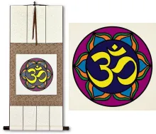 Colorful Om Symbol<br>Hindu / Buddhist Wall Scroll