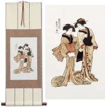 Beauties of the East Japanese Woodblock Print Repro Wall Scroll