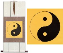 Orange Yin Yang Symbol Symbol Wall Scroll