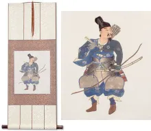 Japanese Samurai Archer Warrior Silk Wall Scroll