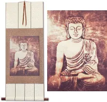 Stone Buddha Giclee Print Wall Scroll