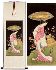 Actress Segawa Kikunojo Japanese Woodblock Print Repro Hanging Scroll