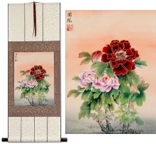 Peony Flower<br>Deluxe Wall Scroll
