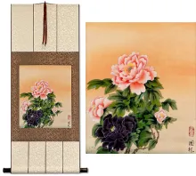 Classic Peony Flowers<br>Asian Scroll