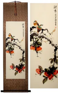 Autumn Feeling<br>Bird and Flower Wall Scroll