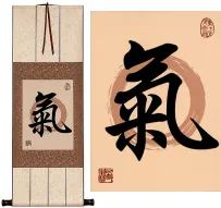 Spiritual Energy in Chinese and Japanese Kanji Print Scroll