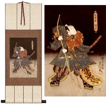 Samurai Saitogo Kunitake<br>Asian Woodblock Print Repro<br>Wall Scroll