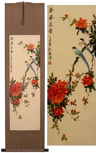 Spring Abundance Bird & Flower Wall Scroll