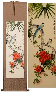 Wind Blows Fragrant Flowers Bird and Flower Wall Scroll