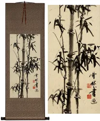 Asian Bamboo on Copper Brocade Wall Scroll