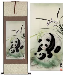 Chinese Panda Bears Wall Scroll