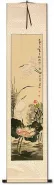 Lily Pond - Fragrant Lotus - Egret Birds and Lotus Flowers Wall Scroll