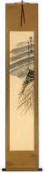 Solitary Old Man Fishing in Snowy River - Ancient Style Wall Scroll