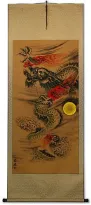 Flying Chinese Dragon - Asian Wall Scroll