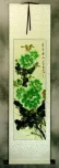 Green Peony Flower Asian Wall Scroll