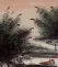 Cranes and Boat at the River Bank<br> Landscape Painting