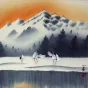 Tian Mountain Snowscape Asian Landscape Painting