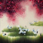 Four Seasons Cranes Watercolor Painting