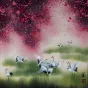 Four Seasons Cranes Watercolor Painting