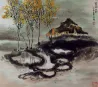 Abstract Asian House Landscape Painting
