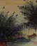 Cranes and Boat at the River Bank<br>Asian Landscape Asian Artwork