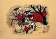 Village Persimmon Harvest  Chinese Folk Art Painting