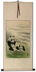 Chinese Pandas at Play Wall Scroll