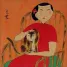 Woman and Cat<br>Asian Modern Asian Art Painting