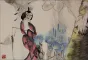 Abstract Woman and Flowers Chinese Modern Painting