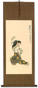 Woman Connected to Lover by Water - Wall Scroll