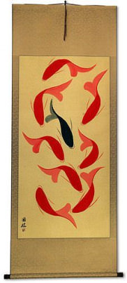 Large Abstract Koi Fish WallScroll