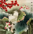 Elegant Egrets in the Lotus Pond<br>Watercolor Painting
