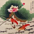 Koi Fish and Lotus Flowers Oriental Painting