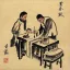 Spring Calligraphy Couplet Writing Old Beijing Lifestyle Folk Art Painting