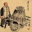 Fermented Mung Bean Juice Merchant<br>Old Beijing Folk Asian Art Painting