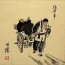 Rickshaw Ride Old Beijing Lifestyle Folk Art Painting