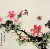 Scent of Flowers and Bird Song Large Watercolor Painting