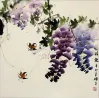 Chinese Birds and Grapes Painting