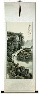 Chinese Waterfall Landscape - Large Wall Scroll