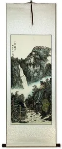 Chinese Waterfall Landscape - Large Wall Scroll