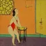 Semi-Nude Asian Woman and Bird<br>Modern Asian Art Painting