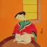 Elegant Chinese Woman Abstract Modern Art Painting