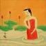 Asian Woman in the Lotus Pond<br>Modern Asian Art Painting