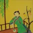 Woman and Parrot Chinese Modern Art Painting