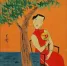 Woman Fanning Under a Tree<br> Modern Art Painting